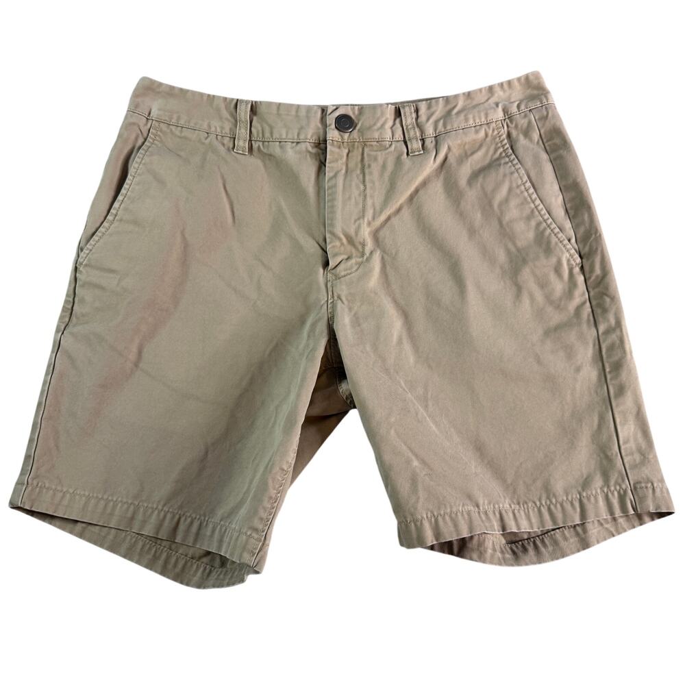 Bonobos Mens 32 Chino Shorts Khaki Beige Flat Front 100% Cotton Casual